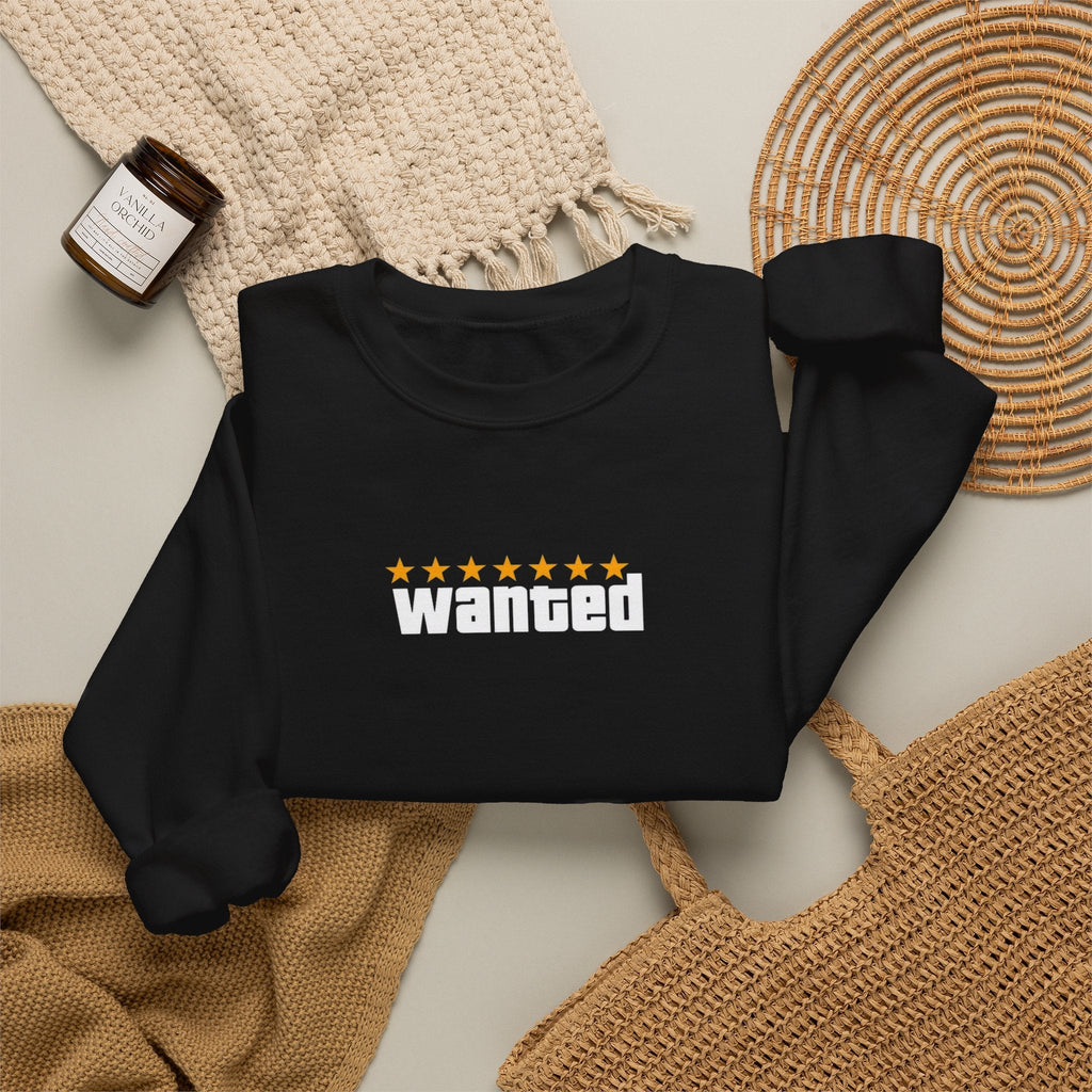 Black Wanted Crewneck Sweatshirt - GTA Accessories