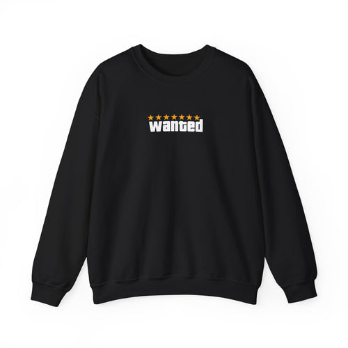 Black Wanted Crewneck Sweatshirt - GTA Accessories