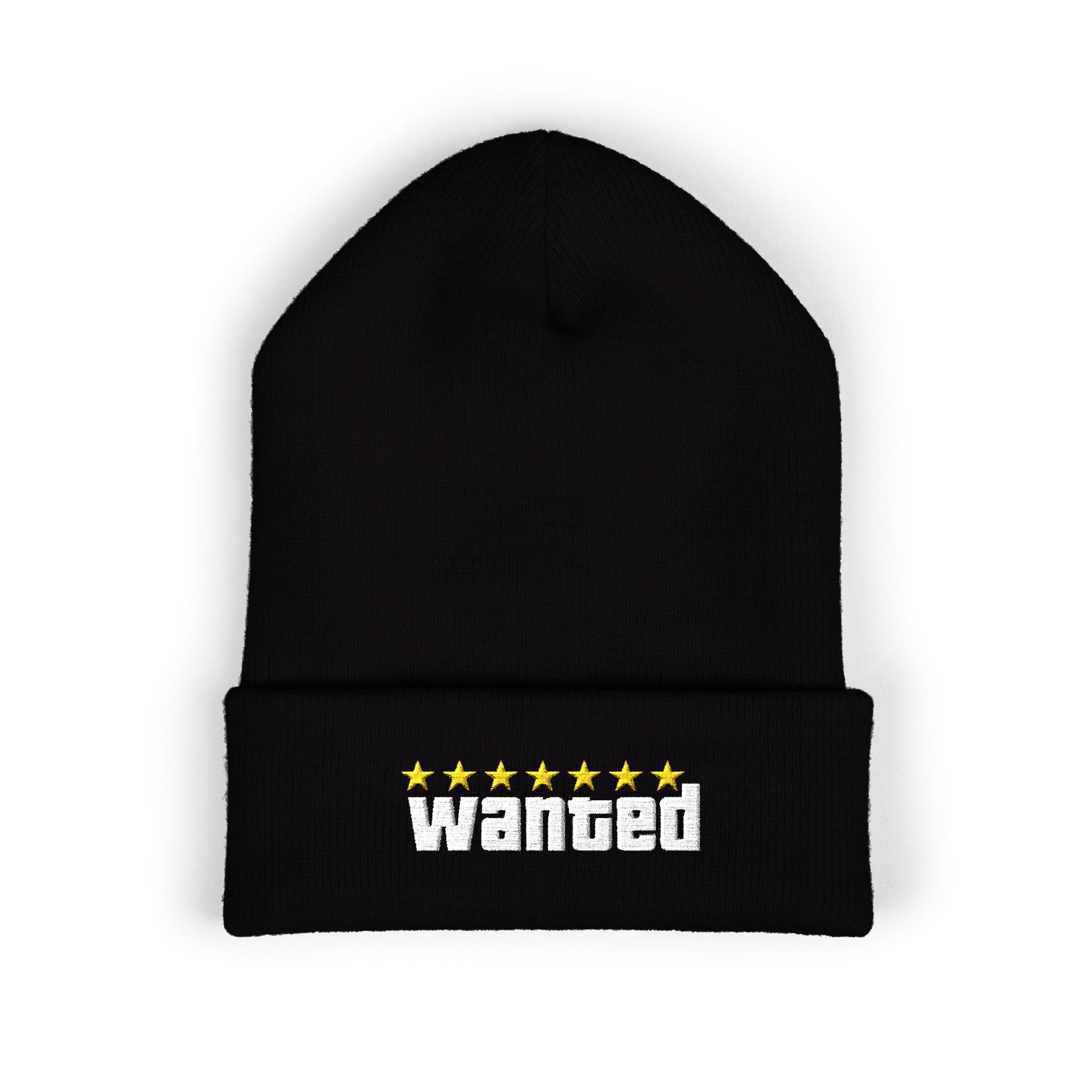 Wanted Black Classic Cuffed Beanie (Embroidery) - GTA Accessories