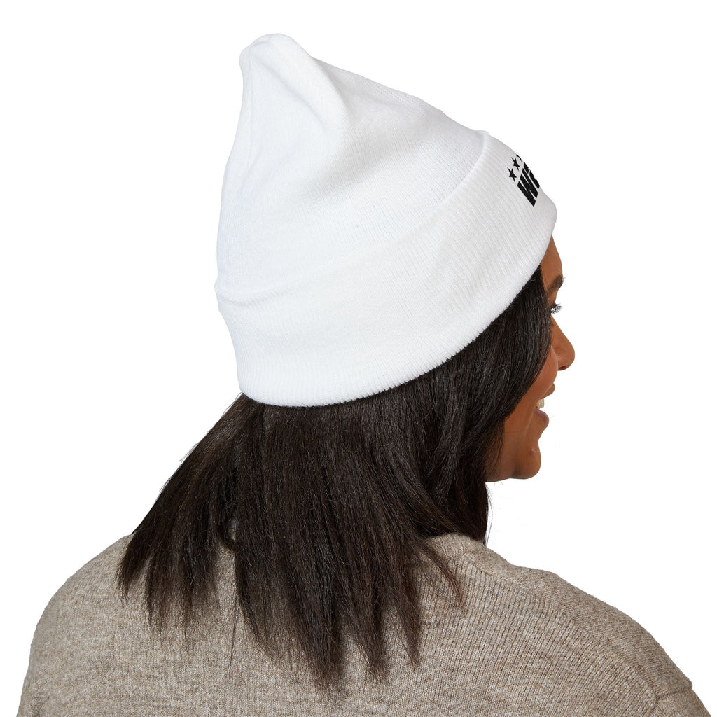 Wanted White Classic Cuffed Beanie (Embroidery) - GTA Accessories
