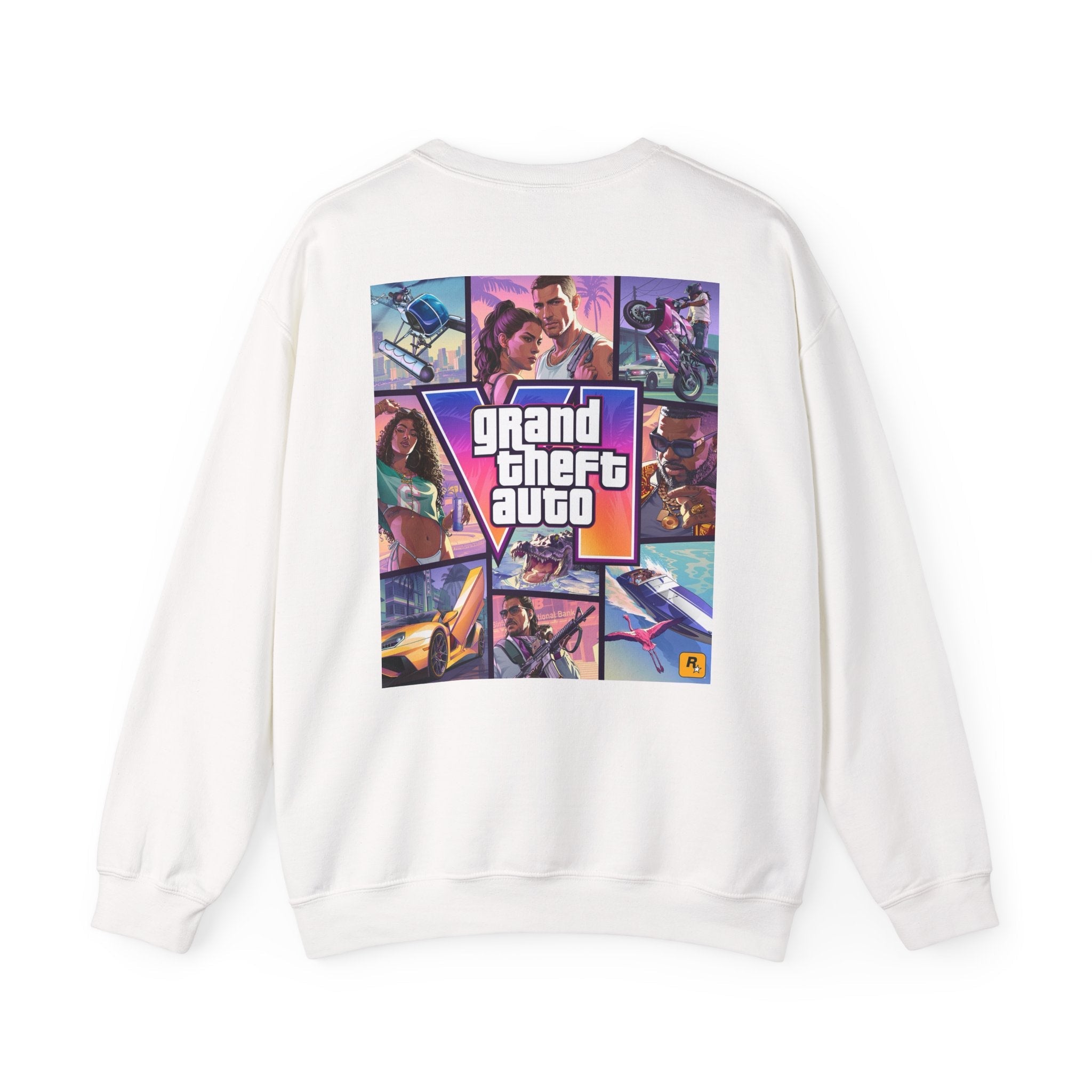 White GTA VI Cover Crewneck Sweatshirt - GTA Accessories