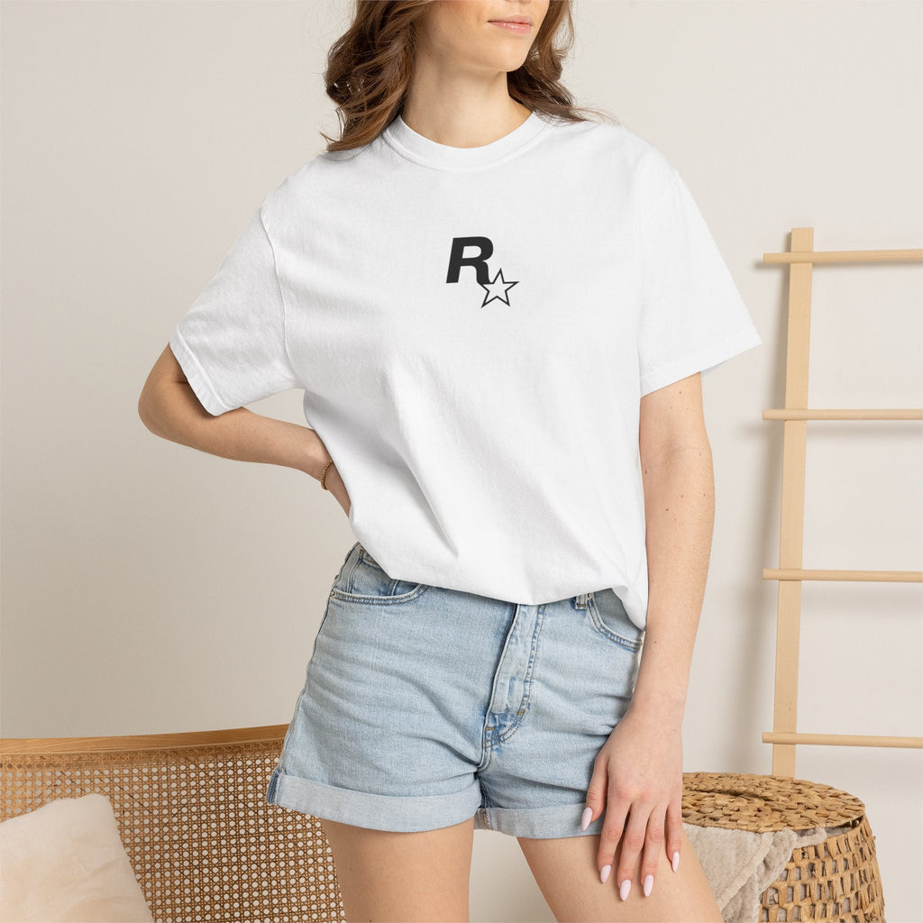 White Rockstar + GTA VI Logo Shirt - GTA Accessories