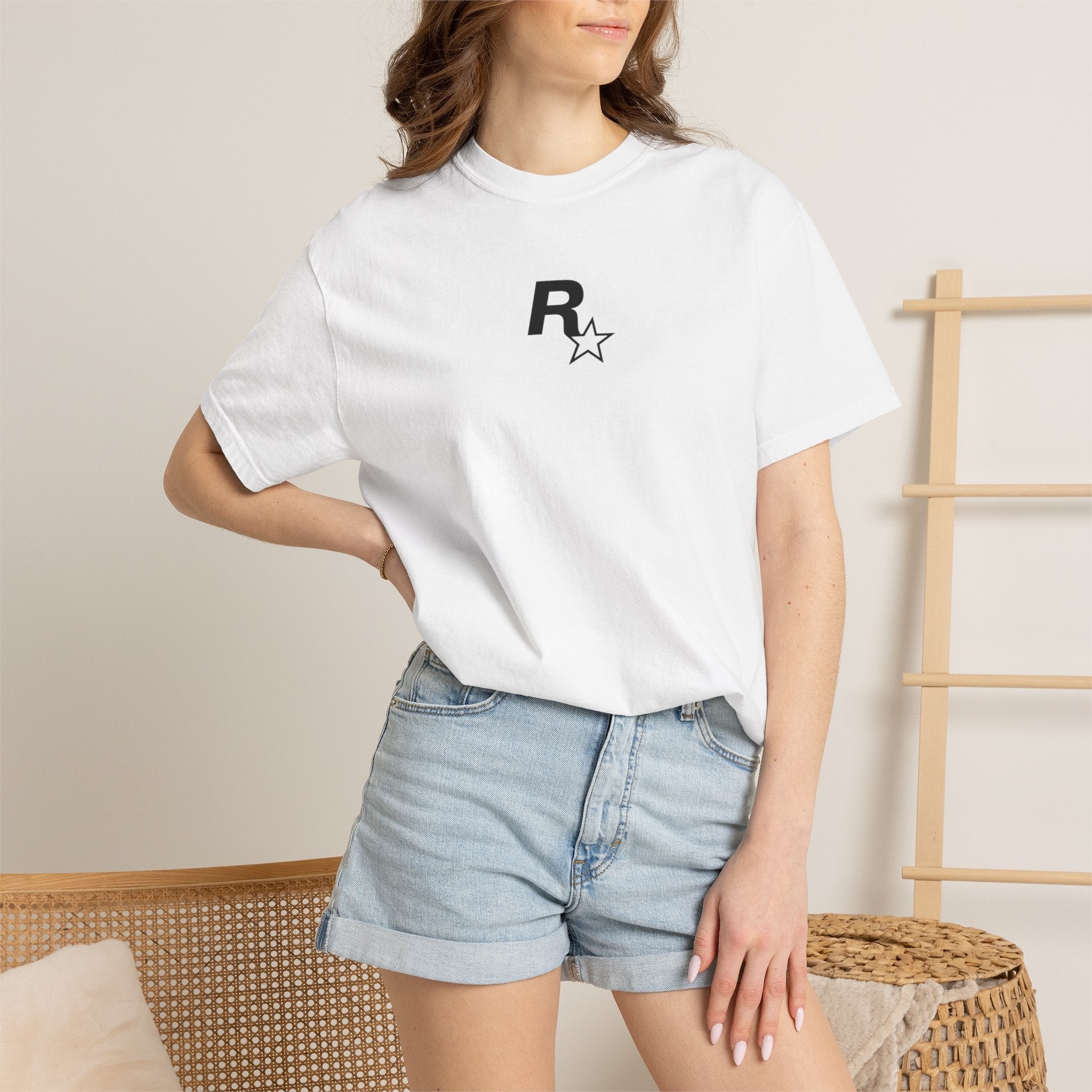 White Rockstar + GTA VI Logo Shirt - GTA Accessories