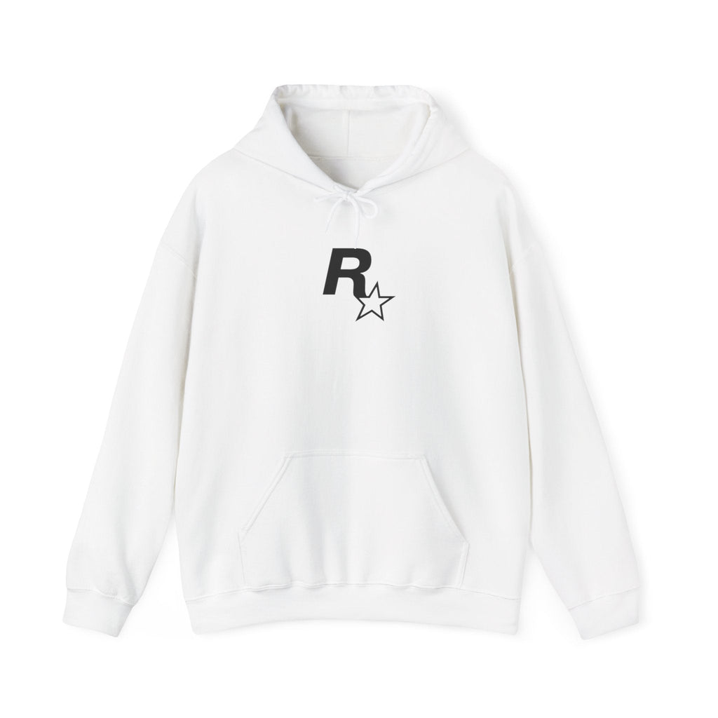 White Rockstar + GTAVI Logo Hooded Sweatshirt - GTA Accessories