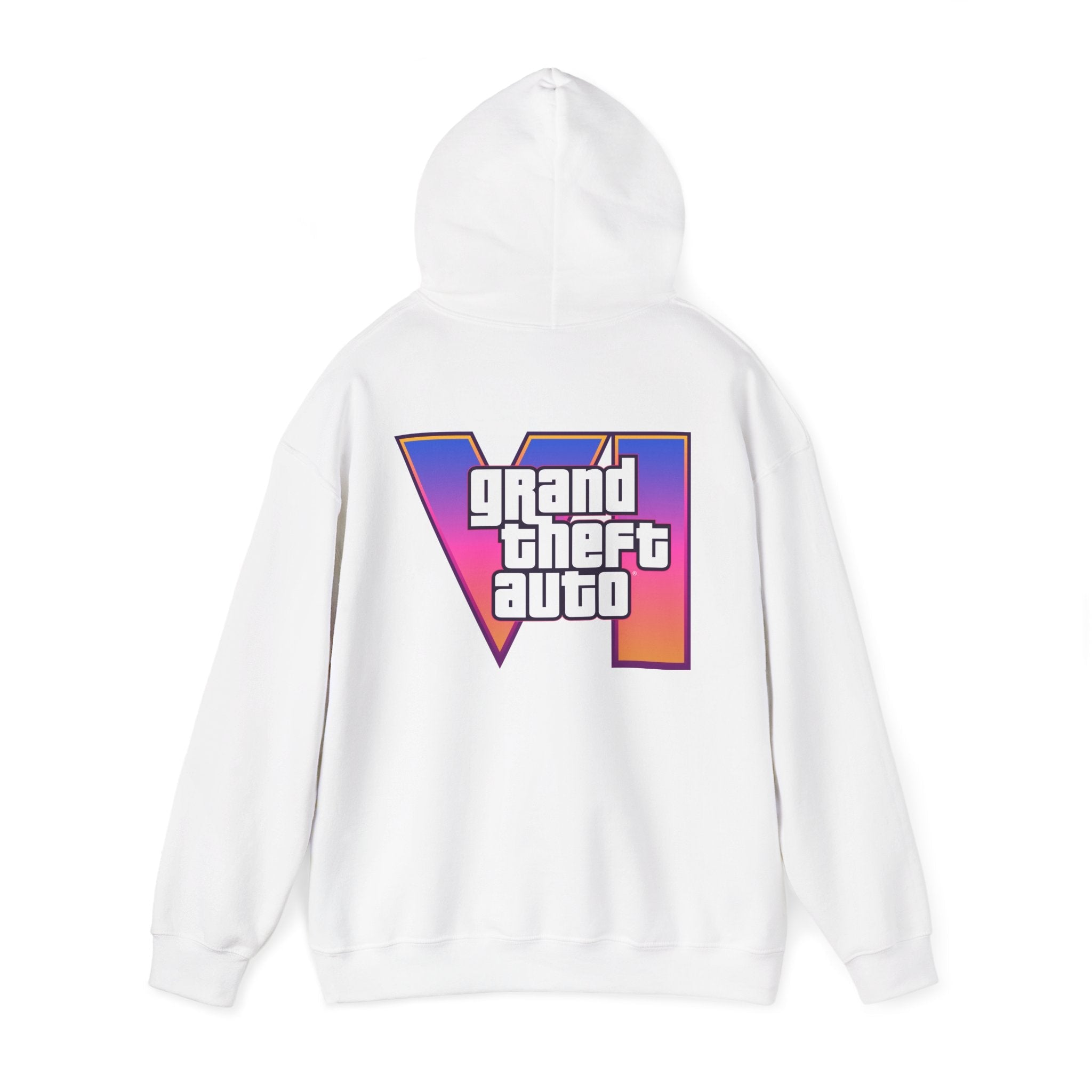 White Rockstar + GTAVI Logo Hooded Sweatshirt - GTA Accessories