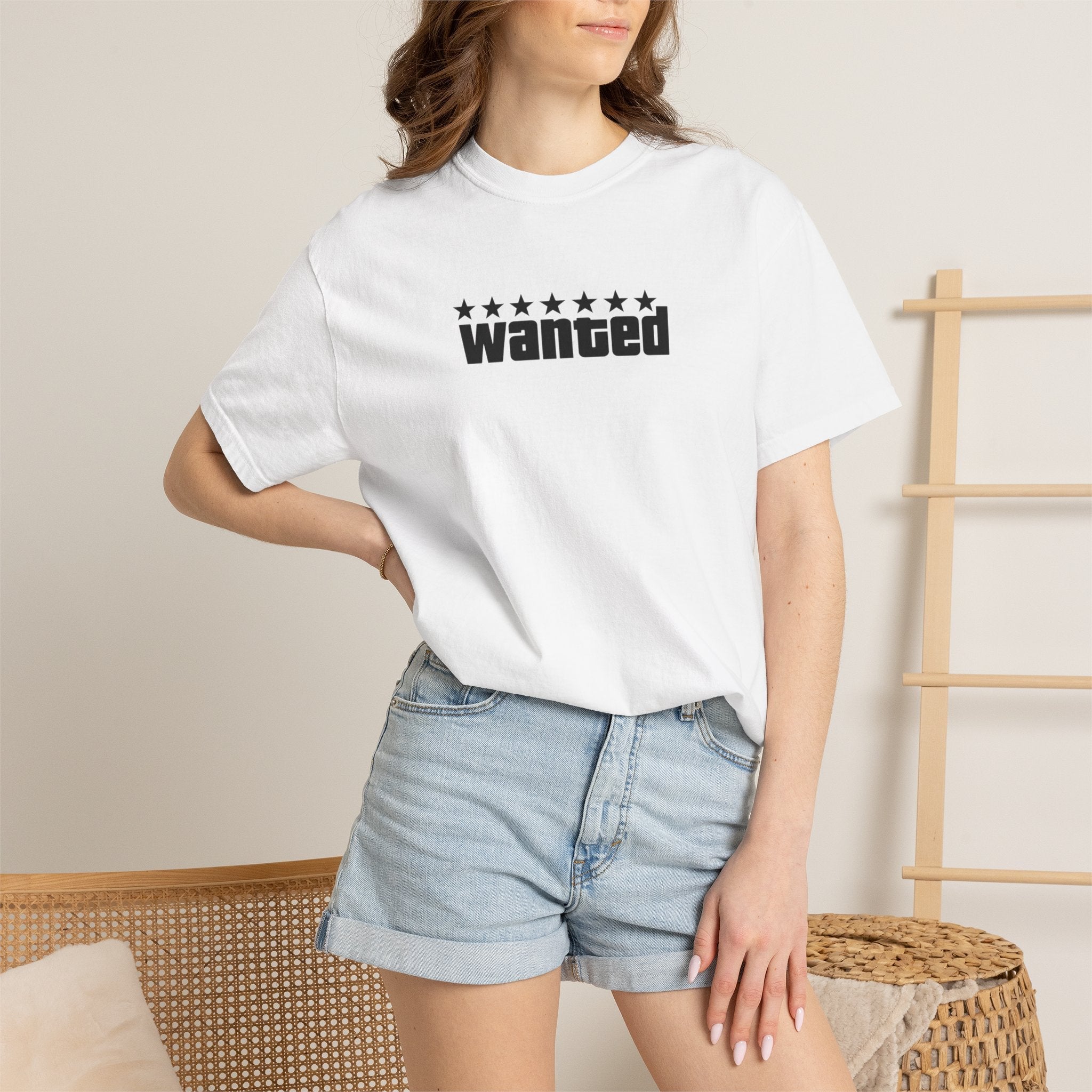 White Wanted Logo Shirt - GTA Accessories